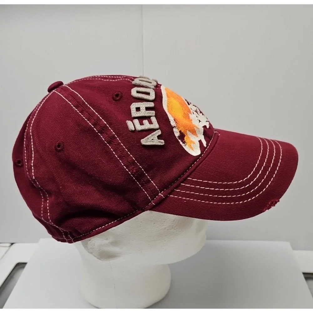 Aeropostale Distressed Hat Sz L/XL Baseball Ball Cap burgundy Gorpcore